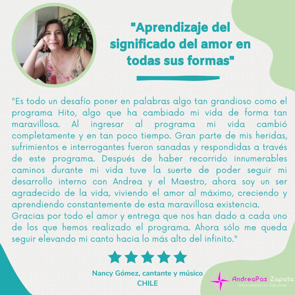 andra paz zapata, programa hito, remocion de patrones, intervencion en patrones, psicologa, creadora