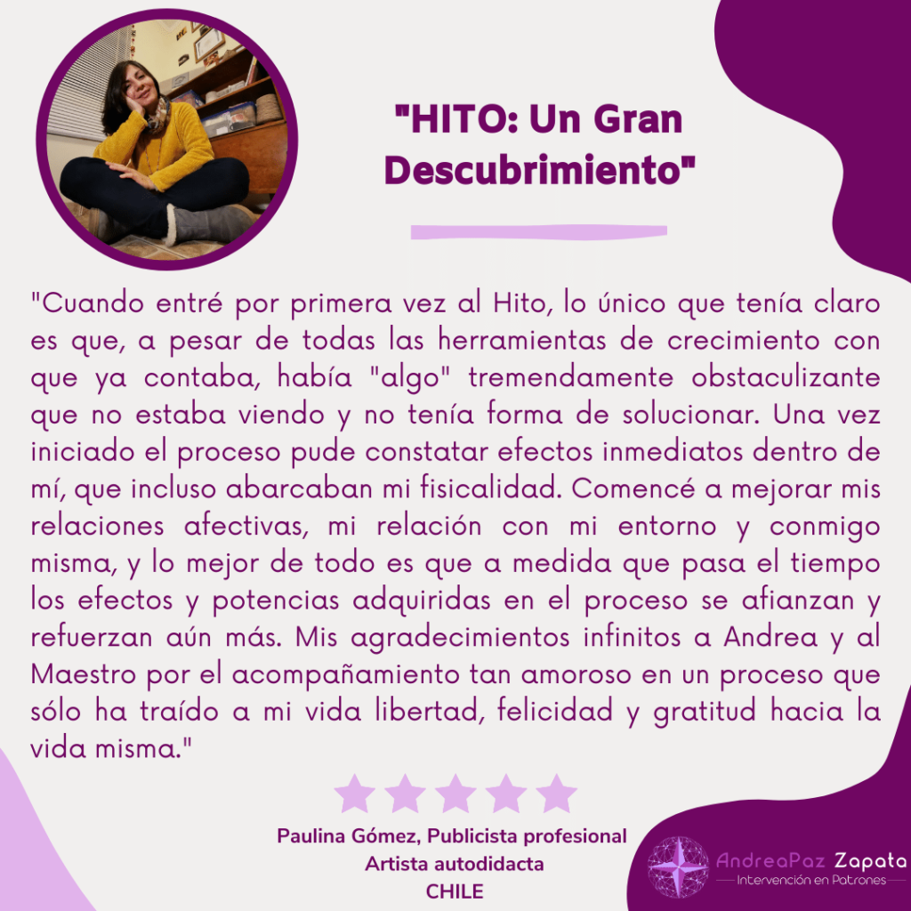 andra paz zapata, programa hito, remocion de patrones, intervencion en patrones, psicologa, creadora