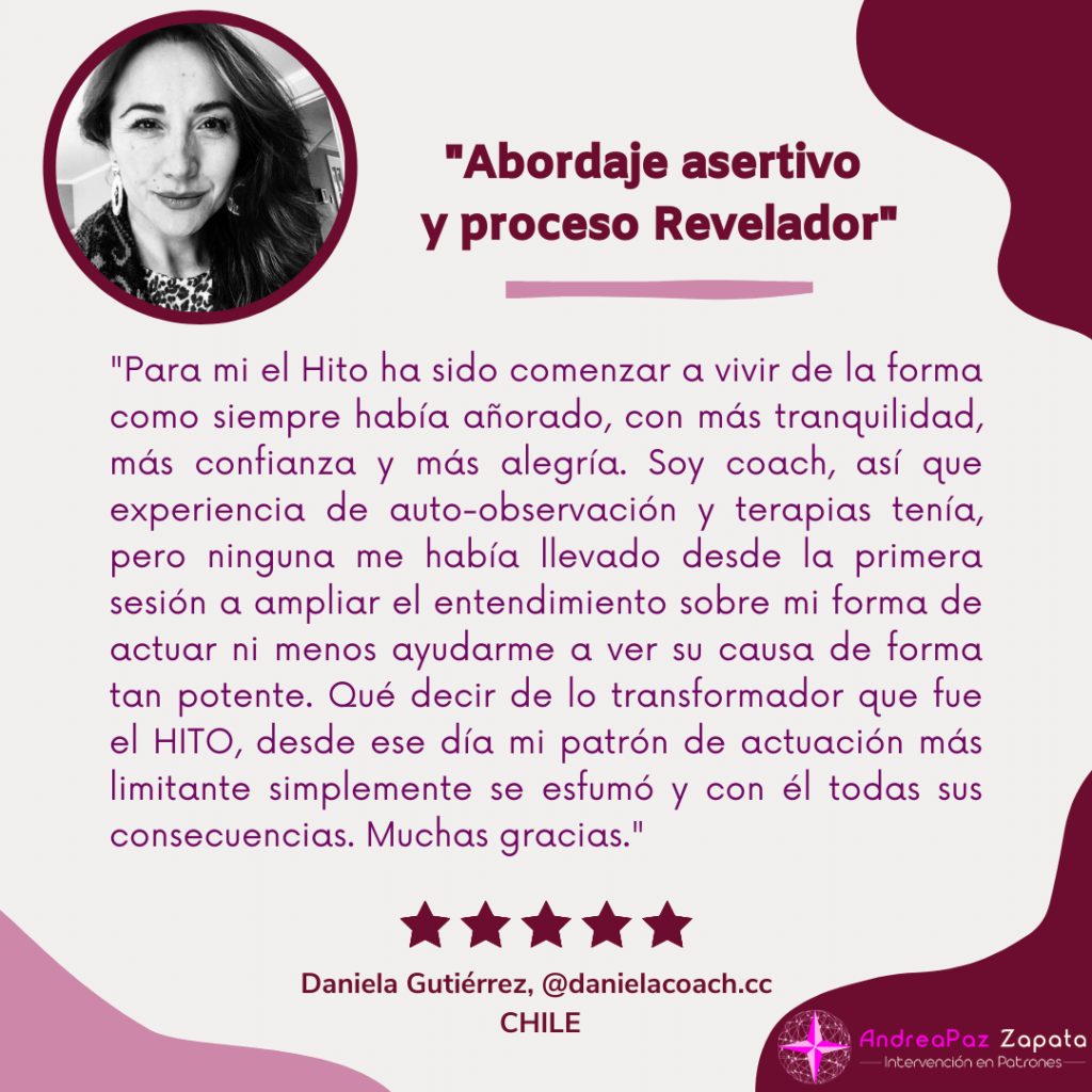 andra paz zapata, programa hito, remocion de patrones, intervencion en patrones, psicologa, creadora